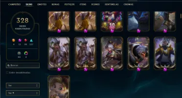 Conta bronze 1 com TODOS os champs e 328 Skins + 8 Prestigio