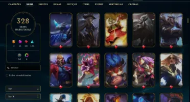 Conta bronze 1 com TODOS os champs e 328 Skins + 8 Prestigio