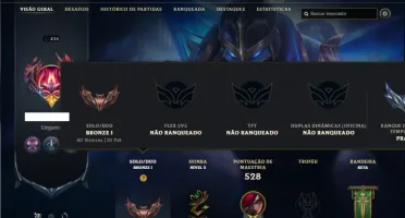Conta bronze 1 com TODOS os champs e 328 Skins + 8 Prestigio
