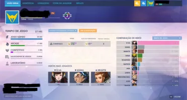 conta overwatch com rank e 84 caixas para abrir