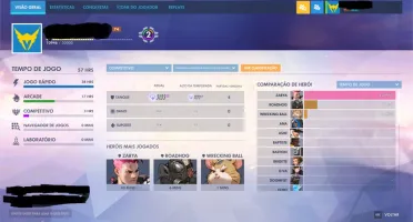 conta overwatch com rank e 84 caixas para abrir