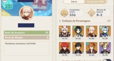 Conta genshin, AR 55 | Itto, Xiao, Kazuha, Eula, Zhongli