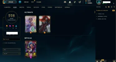 Conta de LOL Nv: 293 e 227 skins