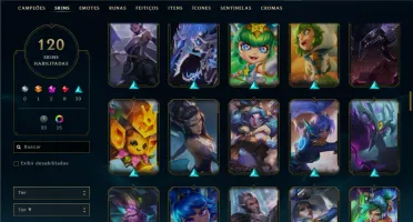 Platina 4 com TODOS os champs e 121 Skins ( MID / JG / TOP )