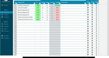 Planilha Controle de Estoque de EPI e Emissão Ficha de EPI
