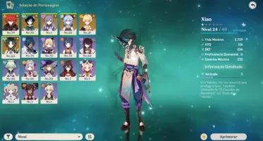 Conta AR 40 Diluc/Ganyu/Venti/Xiao +4 estrelas