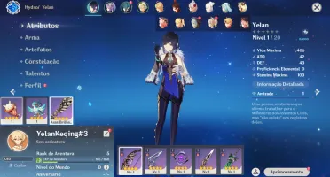 Conta Genshin Impact AR 5 Yelan e Keqing