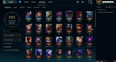 Conta Prata 3 SOLO/ FLEX C/ BORDA GOLD + 90 CHAMP + 27 SKINS