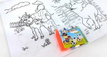 Kit Colorir Fazendinha com Revista G e 6 Gizes