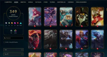 Prata 3 com TODOS os Champs e 349 Skins ( Nivel 884 )