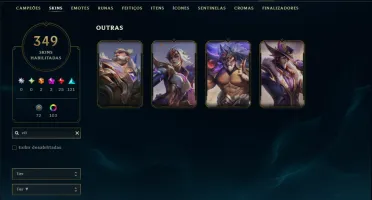 Prata 3 com TODOS os Champs e 349 Skins ( Nivel 884 )