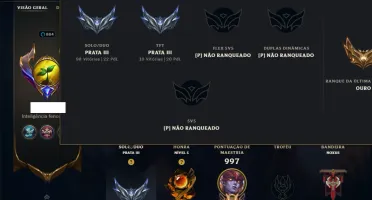 Prata 3 com TODOS os Champs e 349 Skins ( Nivel 884 )