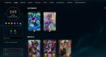 Prata 3 com TODOS os Champs e 349 Skins ( Nivel 884 )