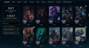 Prata 3 com TODOS os Champs e 349 Skins ( Nivel 884 )