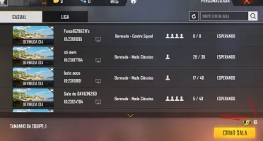 Conta Free Fire Zerada com 10 salas para Treino