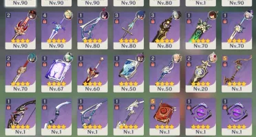 Conta SA Genshin Impact 8 personagens 5* + 6 armas 5* AR56