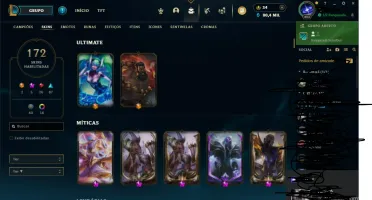 Conta League of Legends LV 430 (174 Skins,Ouro IV)