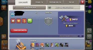 Conta Clash of Clans CV12 Quase Full Com Várias Decorações