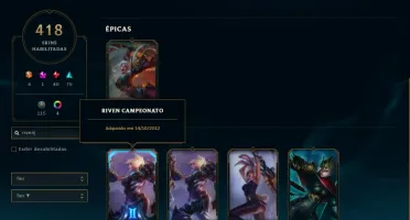 Conta League of Legends + Riven Camp 2012 + 417 skins .