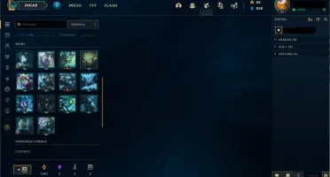 Conta De LOL Lv 47 Ouro 2 MMR PLATINA COM MUITA SKINS