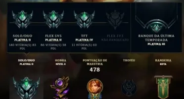 Conta LOL Platina 2 todos os campeões 159 skins