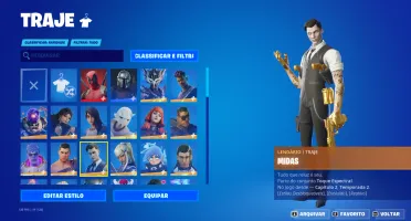 ⭐️FORTNITE⭐️1050 Vbuck⭐️94Skins⭐️Passe atual⭐️Midas⭐️LARA.C⭐