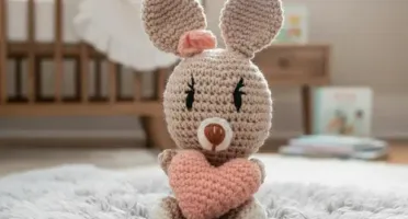 Coelhinho com Coração em Amigurumi