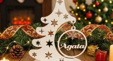 Mini Árvore de Natal com Nome em MDF - Atacado