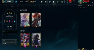 Conta League Of Legends level 600 MMR OURO, +250 skin