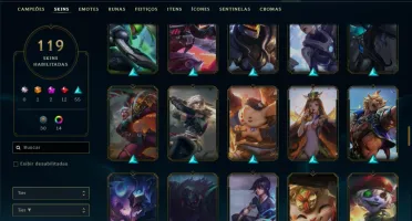 Unranked com 150 Champs e 119 Skins ( ADC / TOP )