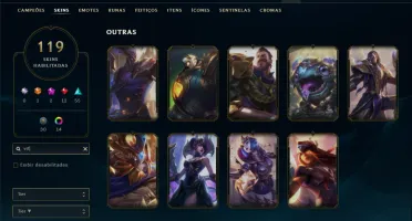 Unranked com 150 Champs e 119 Skins ( ADC / TOP )