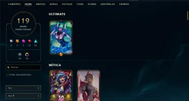 Unranked com 150 Champs e 119 Skins ( ADC / TOP )