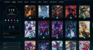 Unranked com 150 Champs e 119 Skins ( ADC / TOP )