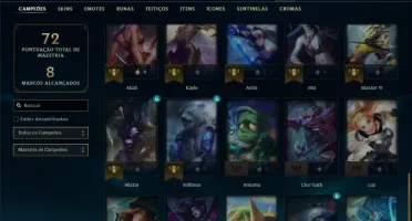 Mestre com 40 Champs e 13 Skins + 2 Fragmentos