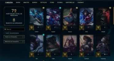 Mestre com 40 Champs e 13 Skins + 2 Fragmentos