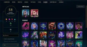 Mestre com 40 Champs e 13 Skins + 2 Fragmentos