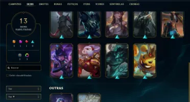 Mestre com 40 Champs e 13 Skins + 2 Fragmentos