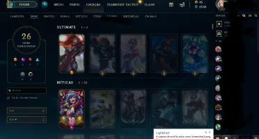Conta Lol nivel 136 com 26 skins e prata 3 ultima season