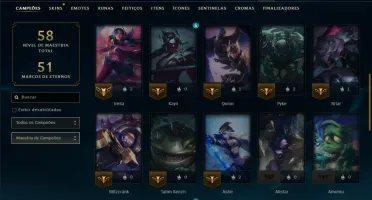 Unranked com 40 Champs e 6 Skins