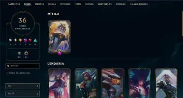 Prata 3 com TODOS os Champs e 36 Skins +1 Prestigio + 1920RP
