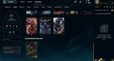 Conta League of Legends Platina/ 53 champs/ 21 skins/ lvl 91