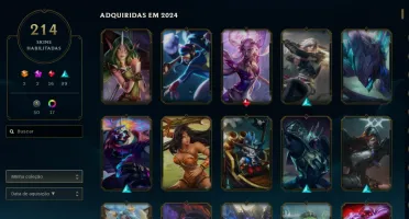 Conta de lol com todos os campeões e com 214 skins