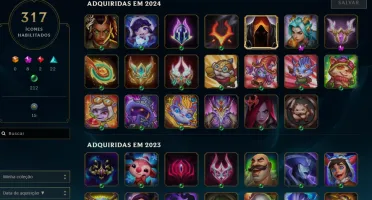 Conta de lol com todos os campeões e com 214 skins