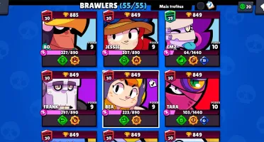 Conta Brawl stars, semifull possui todos brawlers e poderes