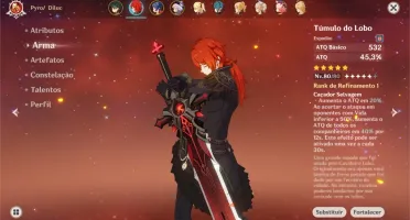 Genshin Impact AR52 com Xiao(C1), Diluc, Qiqi, Jean, Keqing.