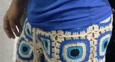 Shorts masculino crochê olho grego