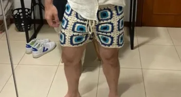 Shorts masculino crochê olho grego