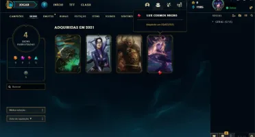 Conta LoL, Gold IV, Skin Lux Cosmo Negro