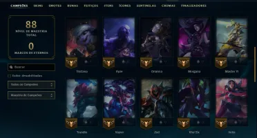 Diamante 1 com 45 Champs e 7 Skins