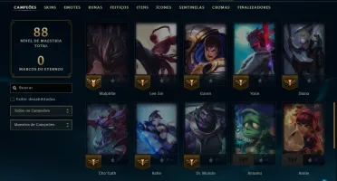 Diamante 1 com 45 Champs e 7 Skins